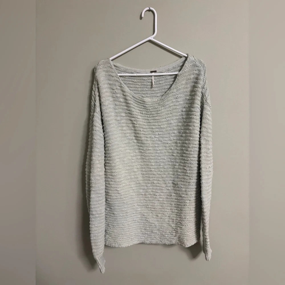 Free People Oversized Sweater Size XS Light Mint Green Round Neck Long Sleeve